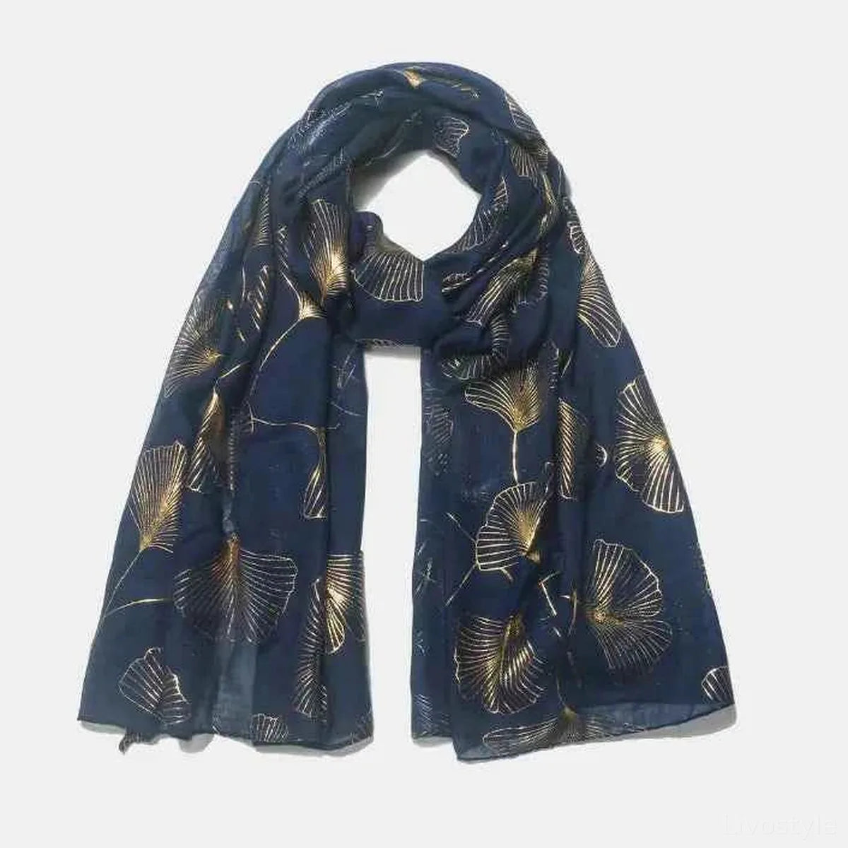 Ginkgo Leaf Print Lightweight Polyester Scarf