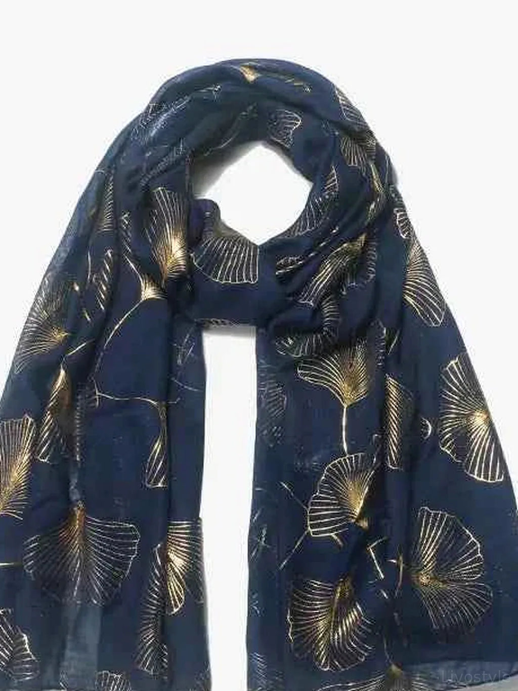 Ginkgo Leaf Print Lightweight Polyester Scarf