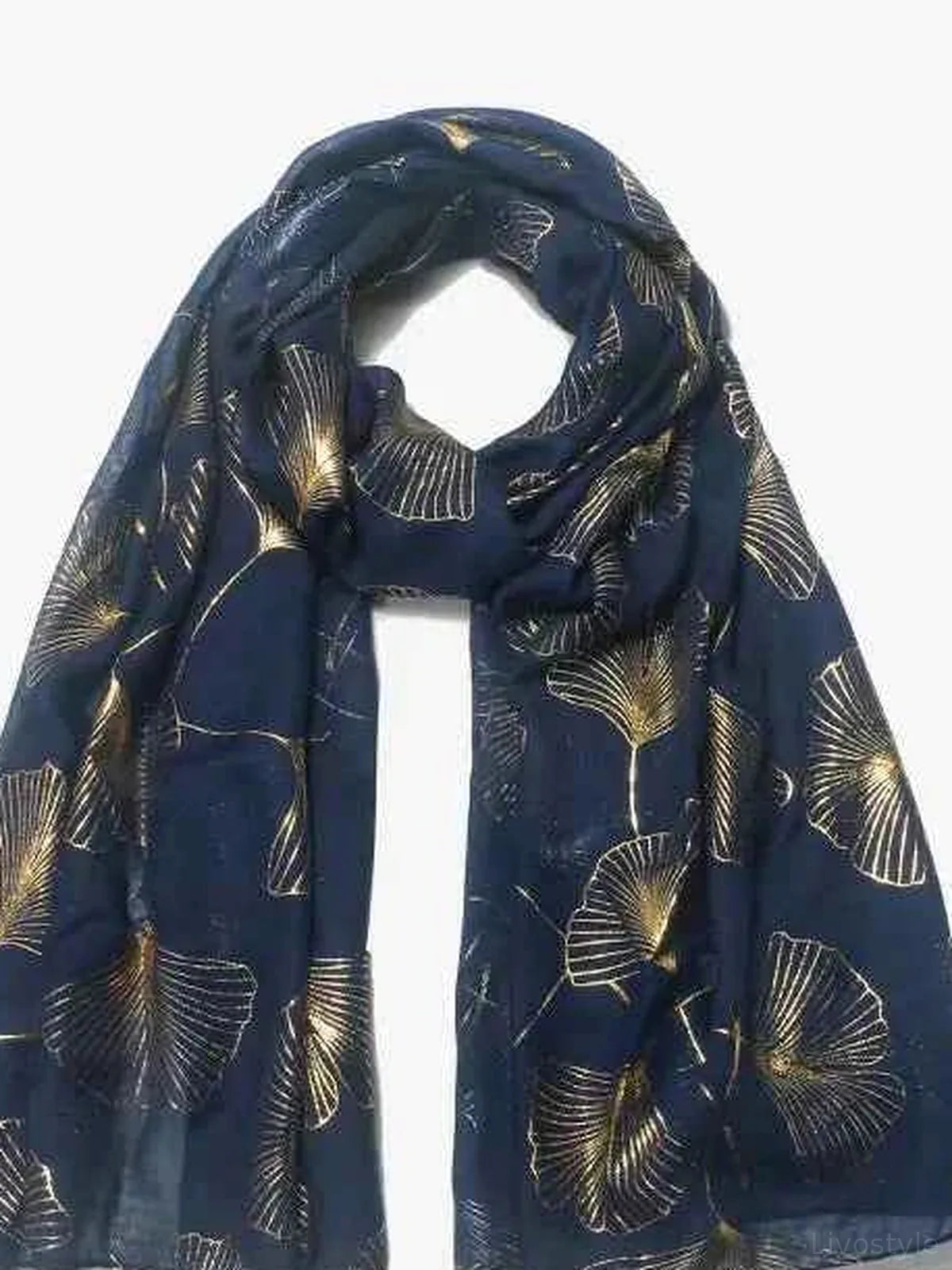 Ginkgo Leaf Print Lightweight Polyester Scarf