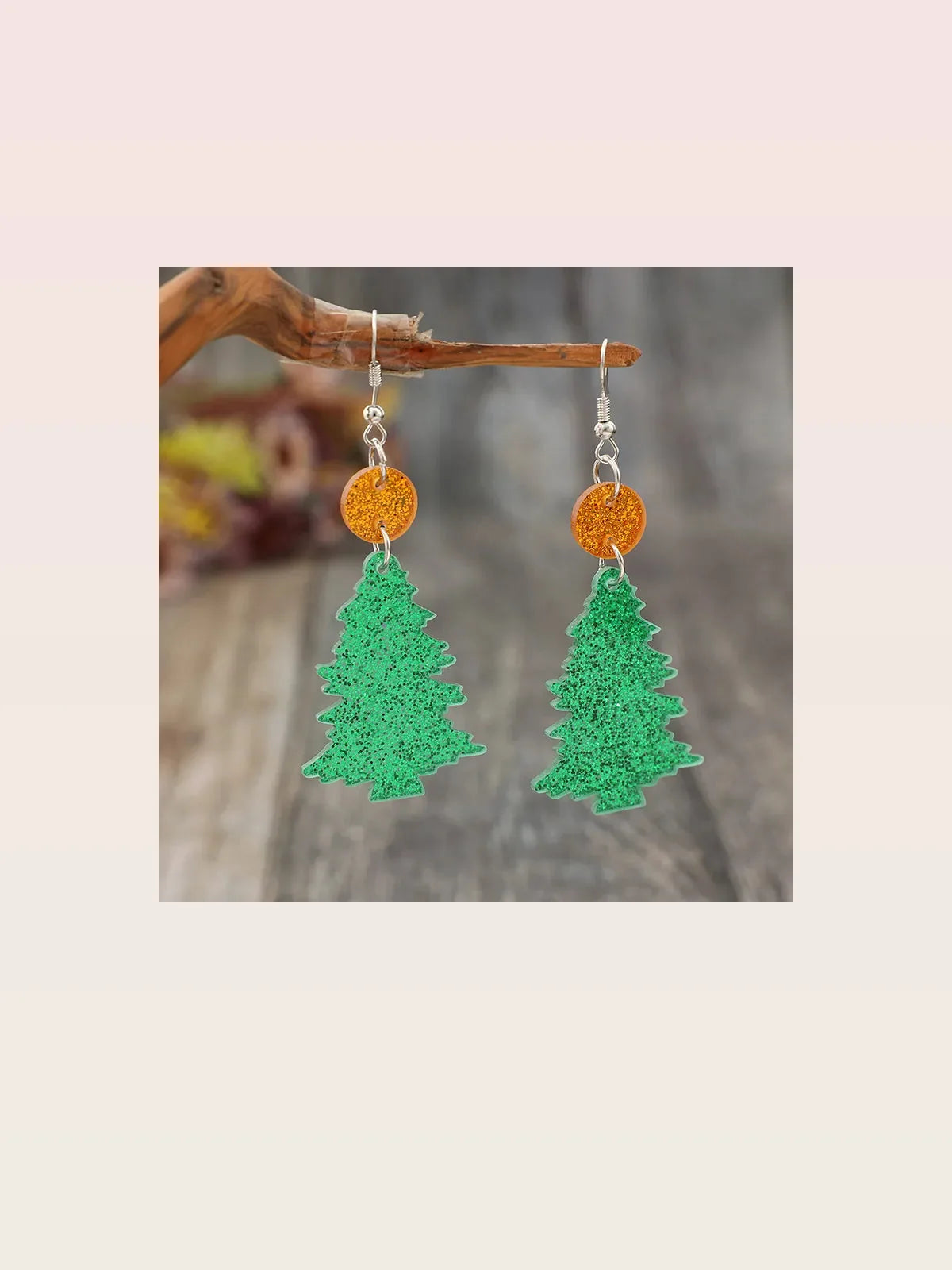 Glitter Acrylic Christmas Tree Dangle Earrings