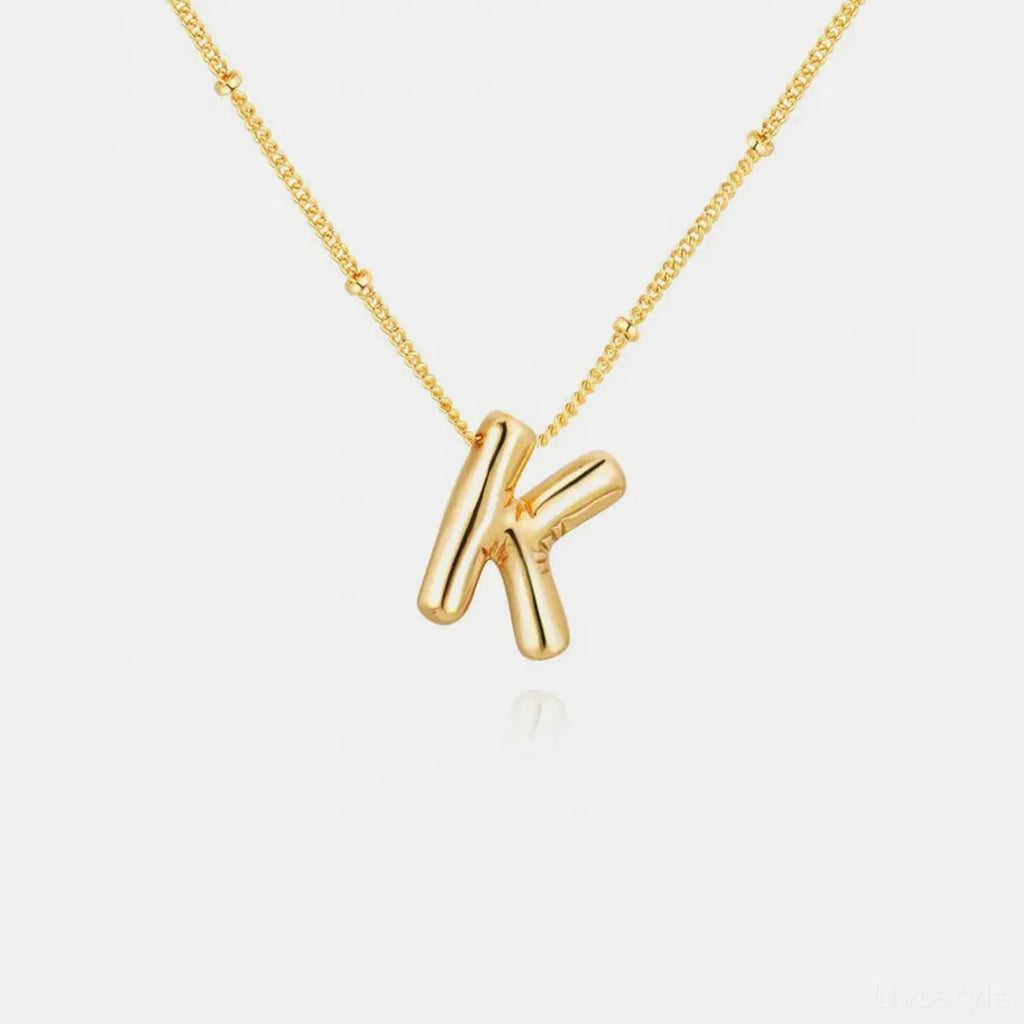 Gold-Plated Bubble Initial Letter Necklace