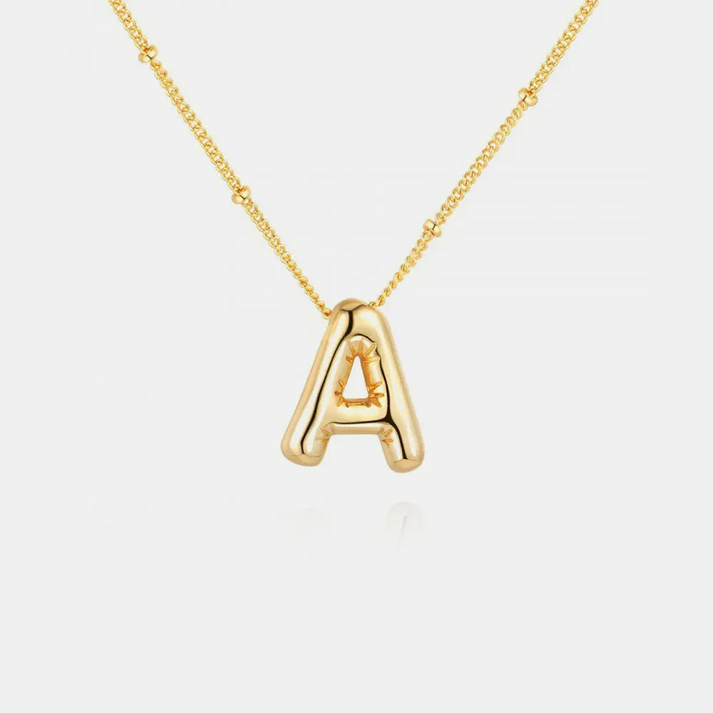 Gold-Plated Bubble Initial Letter Necklace
