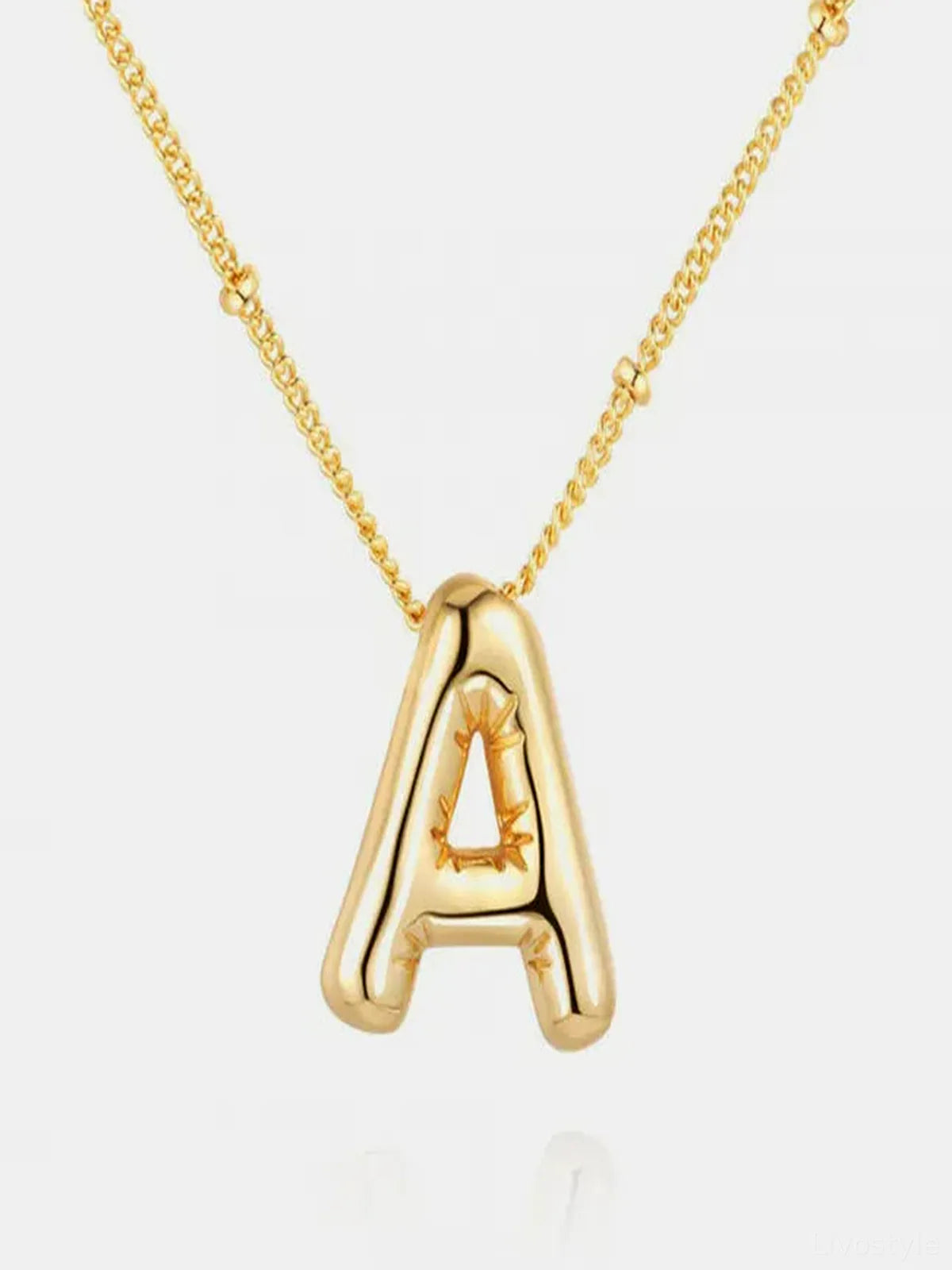 Gold-Plated Bubble Initial Letter Necklace