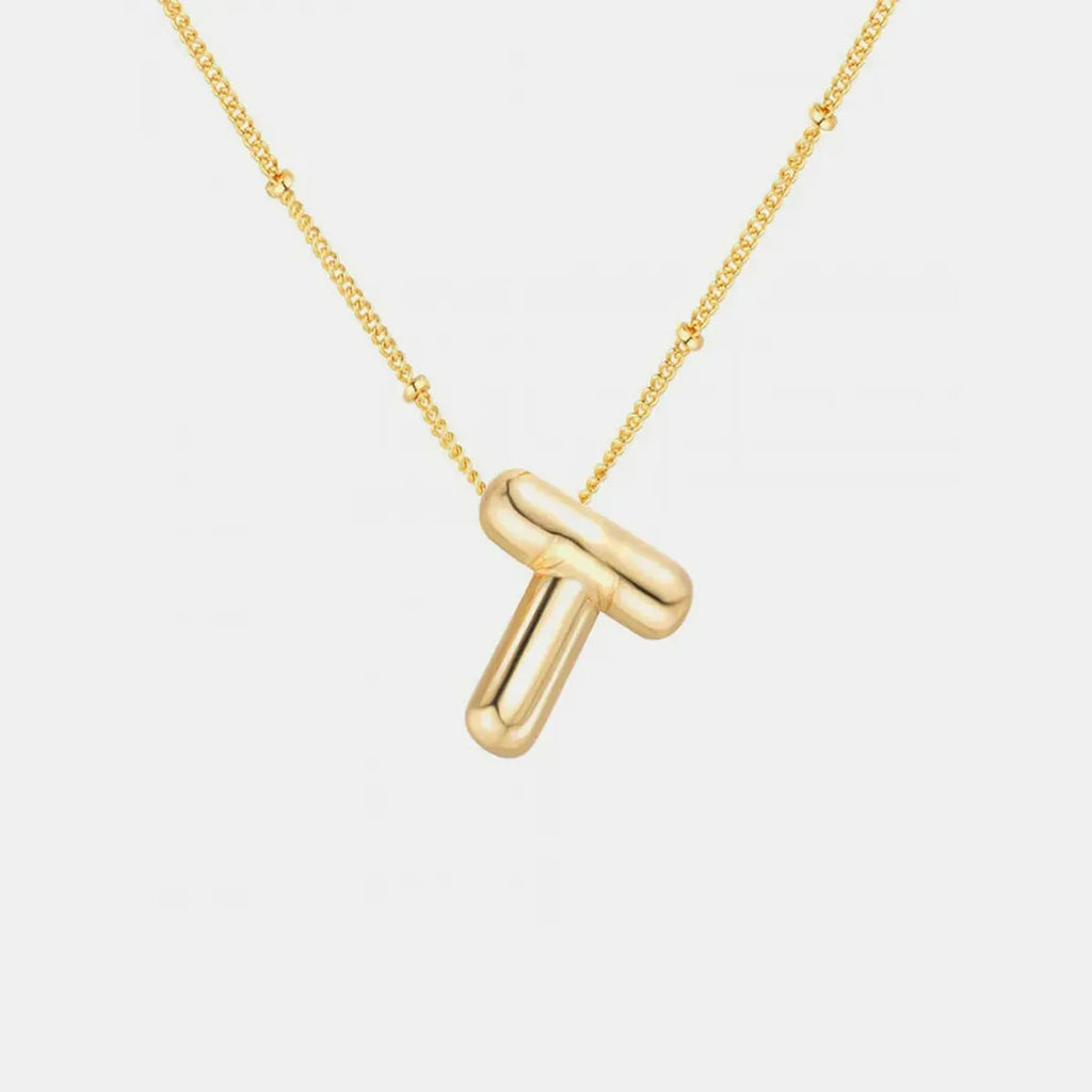 Gold-Plated Bubble Initial Letter Necklace