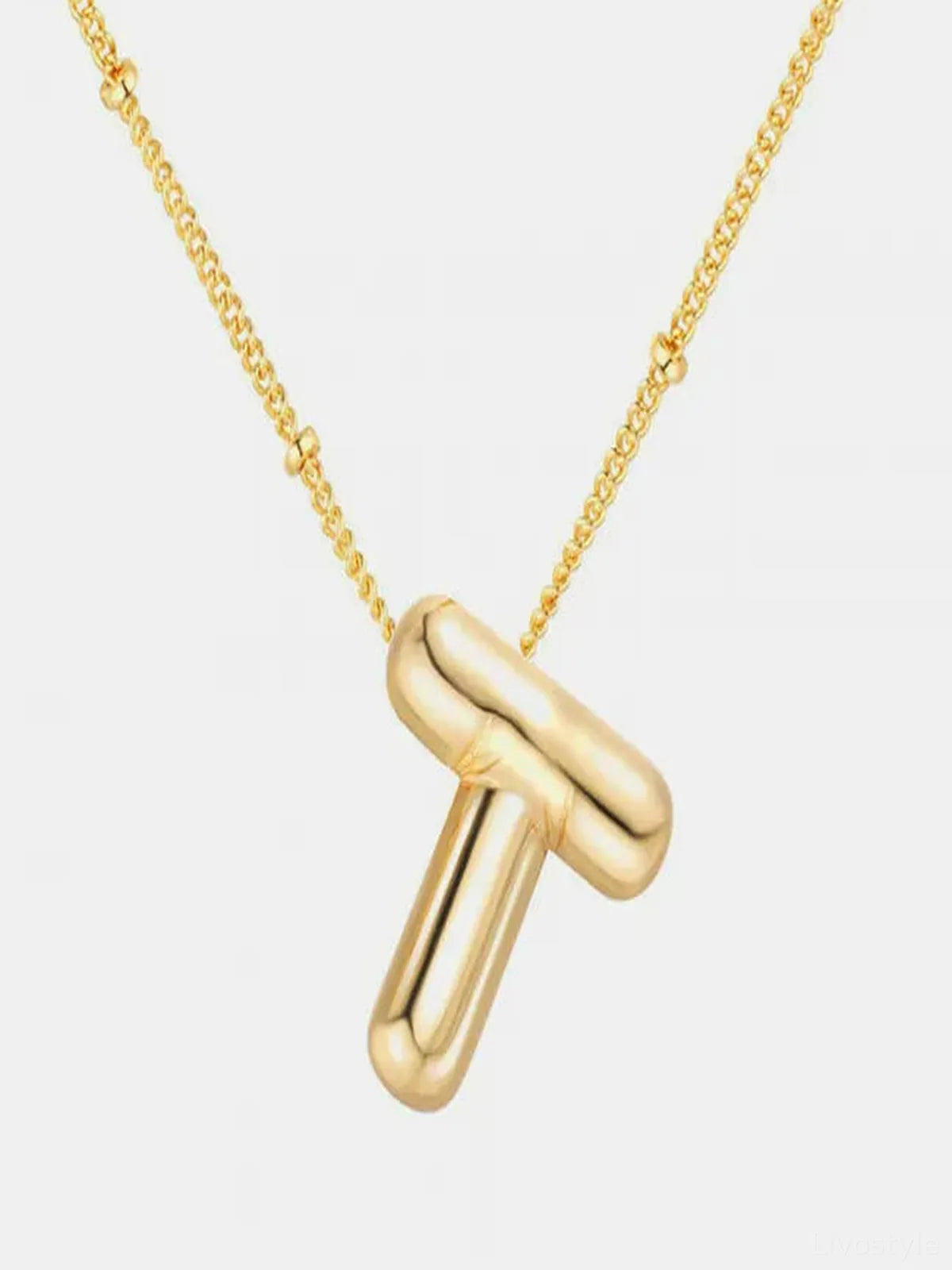Gold-Plated Bubble Initial Letter Necklace