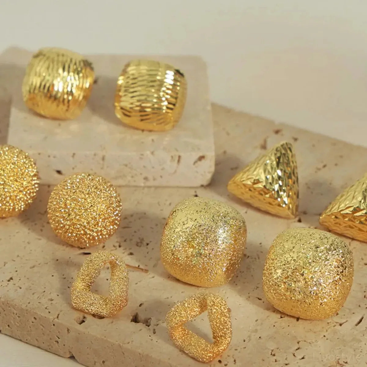 Gold-Plated Geometric Stud Earrings