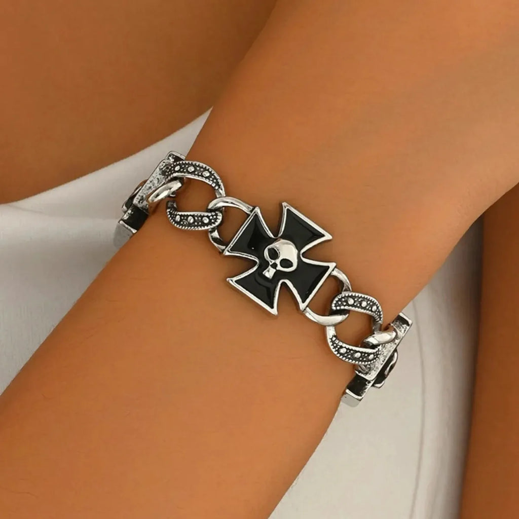 Gothic Skull and Cross Chain Bracelet