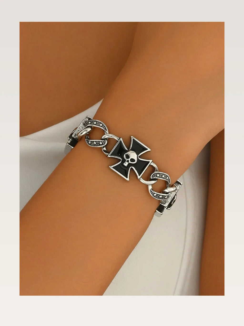 Gothic Skull and Cross Chain Bracelet