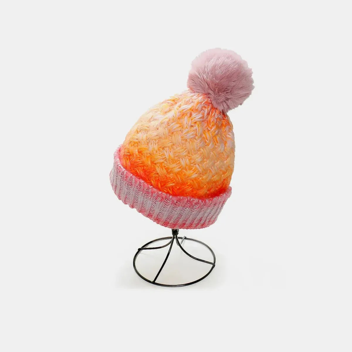 Gradient Ombre Knit Beanie with Pompom