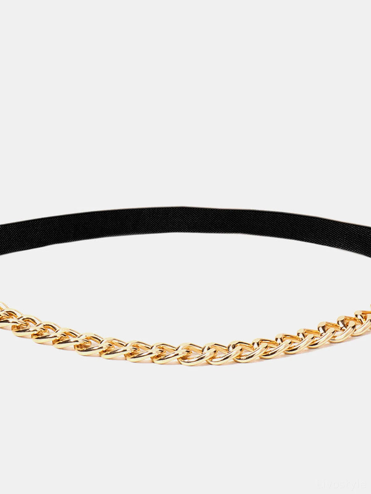 Half Chain Elastic Belt with Gold Alloy Hardware
