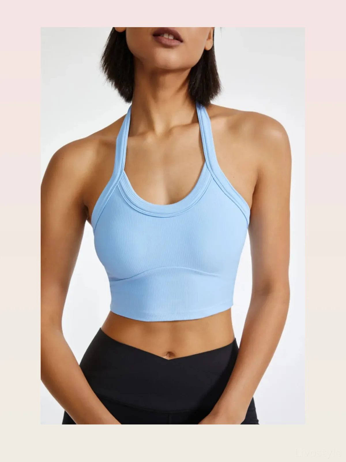 Halter Neck Ribbed Cropped Active Cami