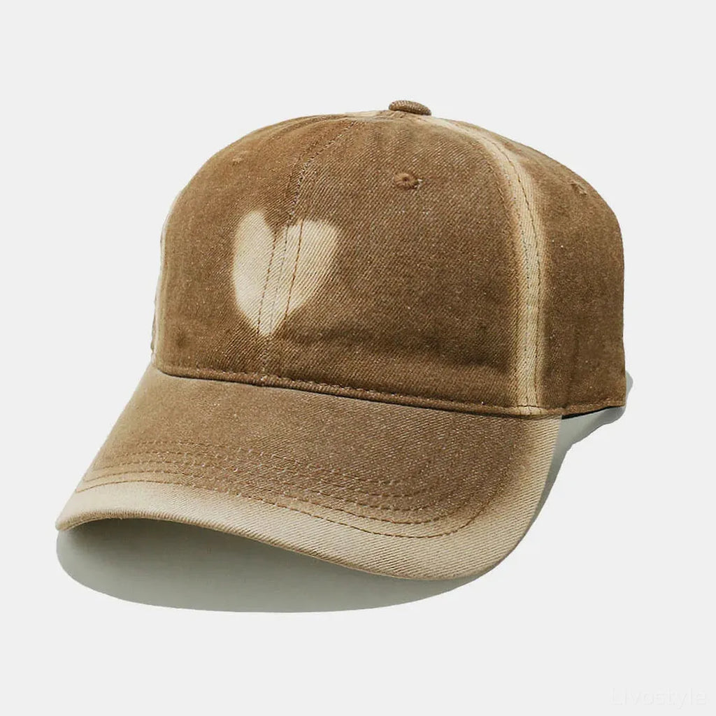 Heart Detail Cotton Distressed Baseball Cap