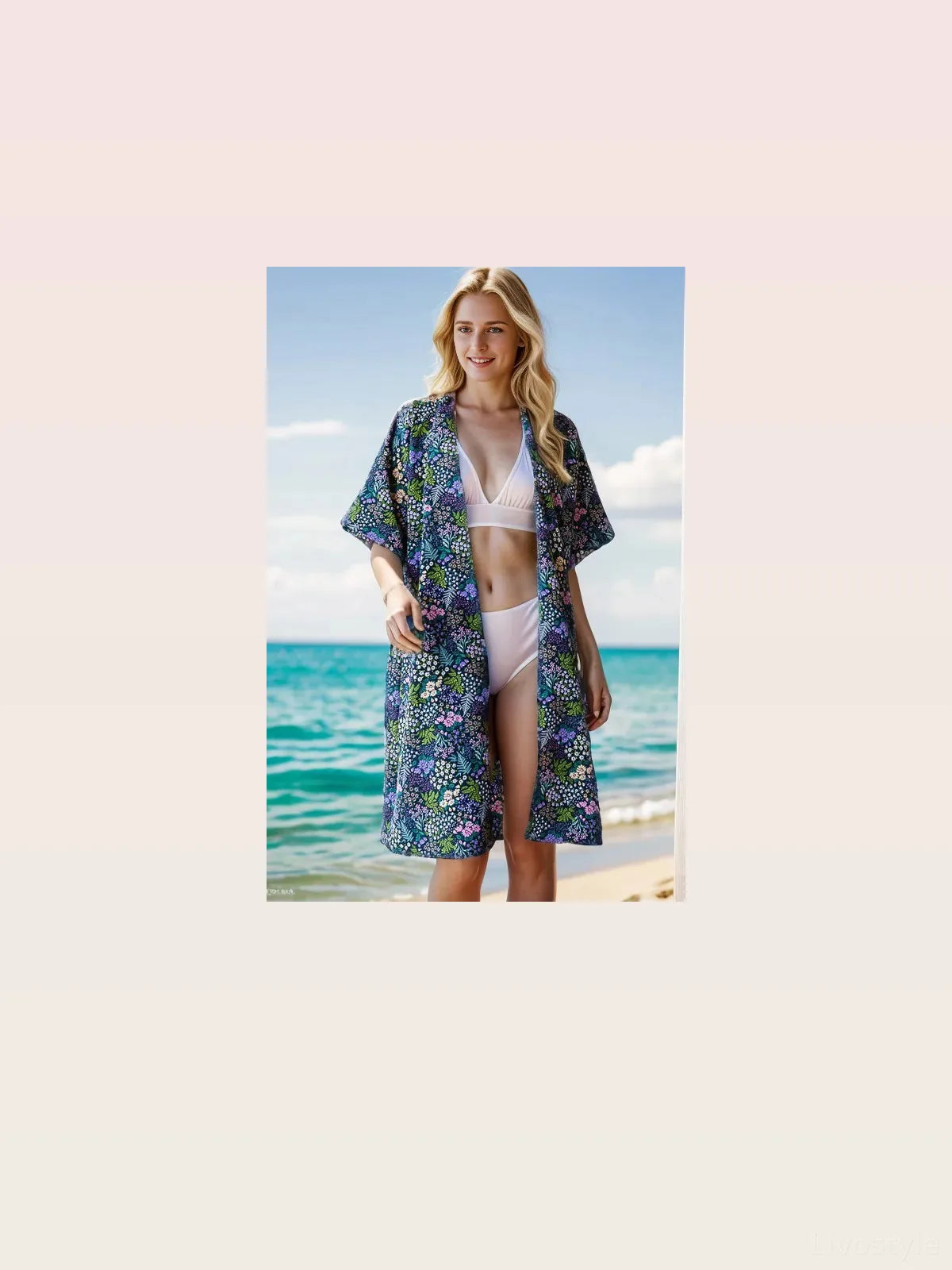 Half Sleeve Floral Open Front Cardigan – Plus Sizes