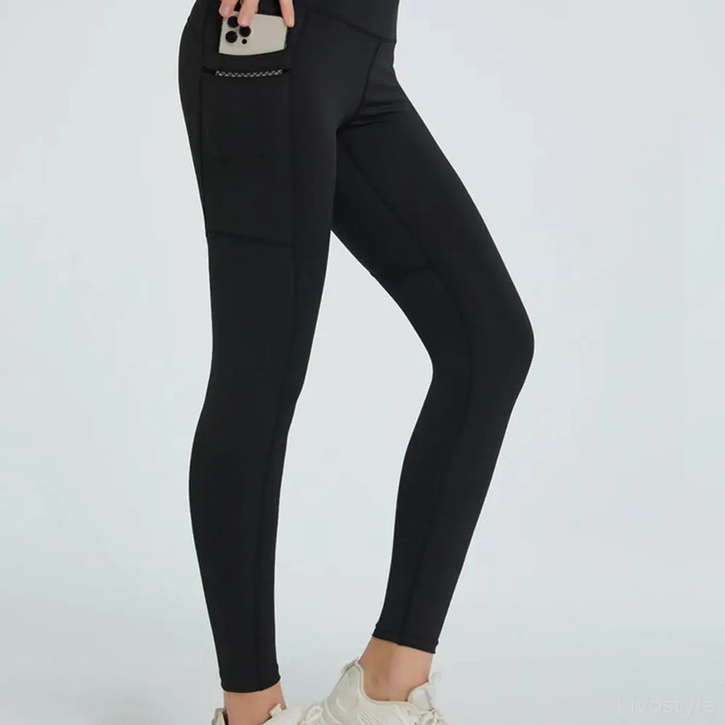High Waist Full Length Active Leggings with Side Pockets