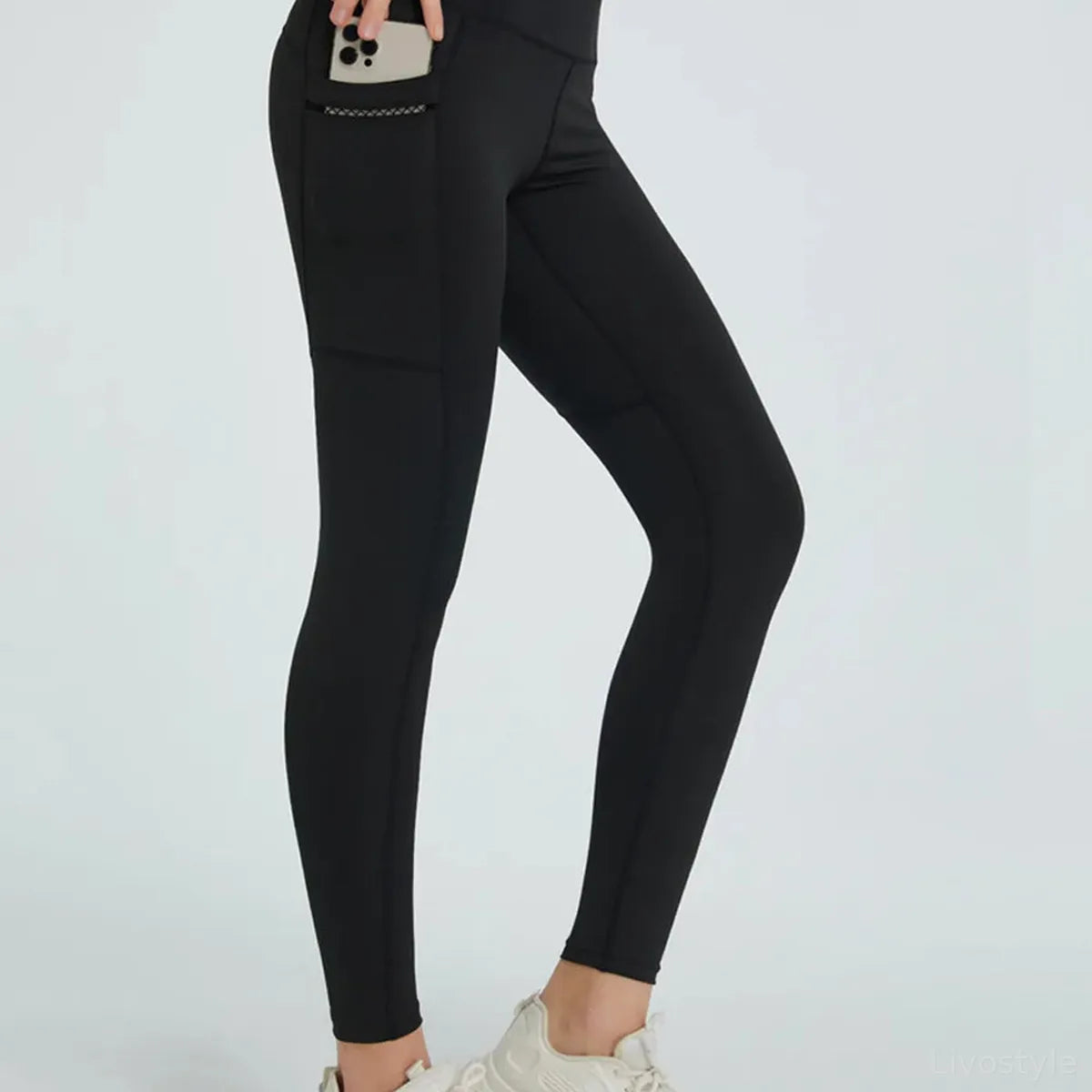 High Waist Full Length Active Leggings with Side Pockets