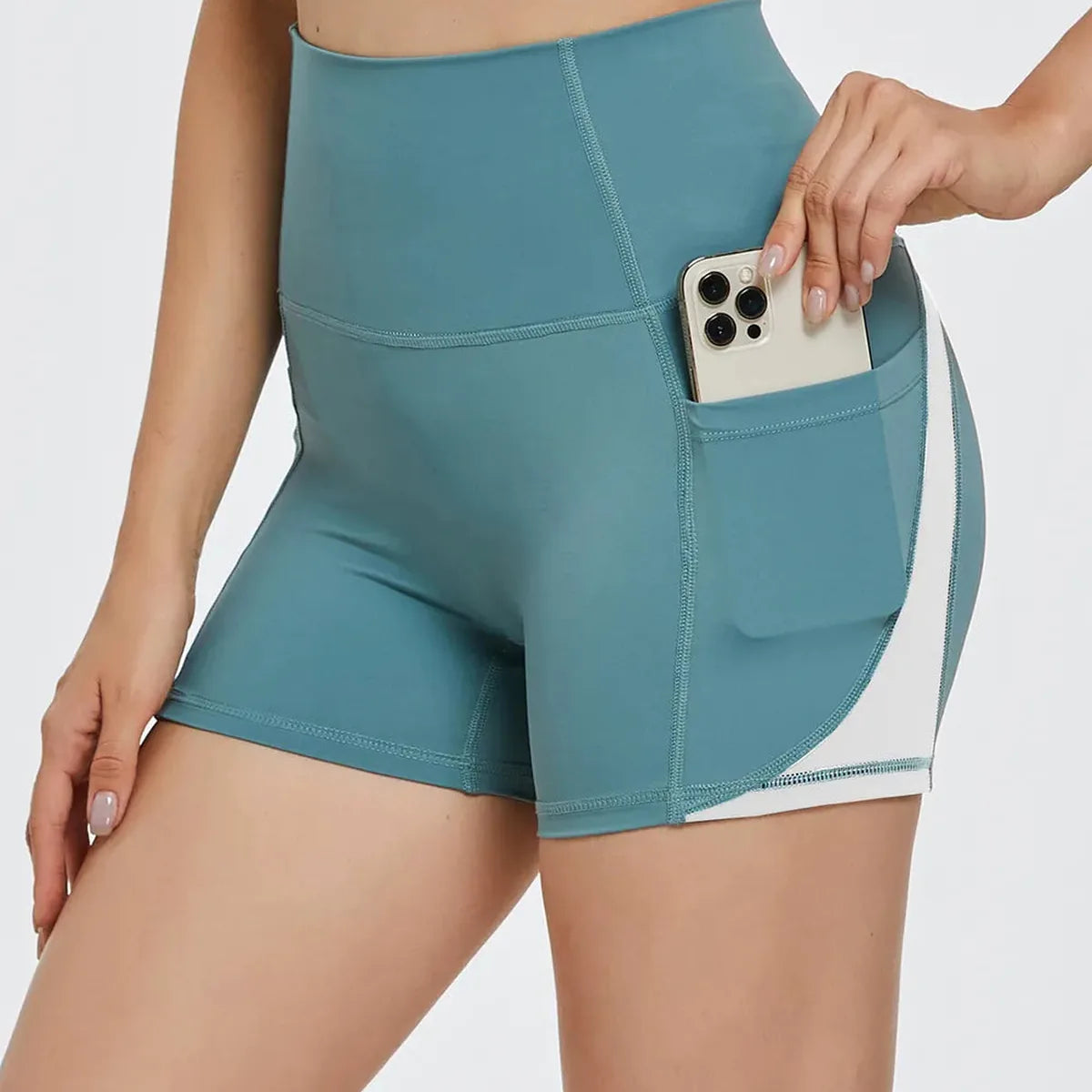 High Waist Active Shorts with Side Pocket