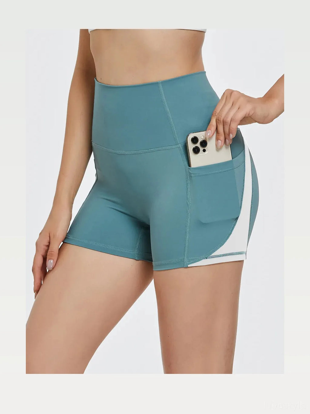 High Waist Active Shorts with Side Pocket