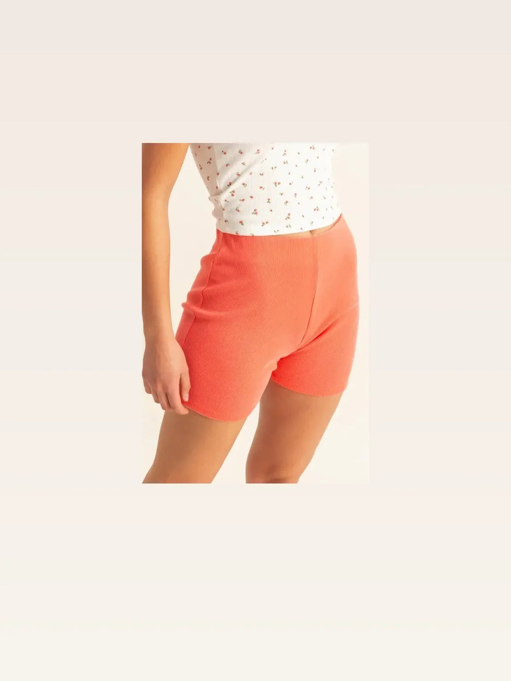 High Waist Ribbed Fitted Biker Shorts