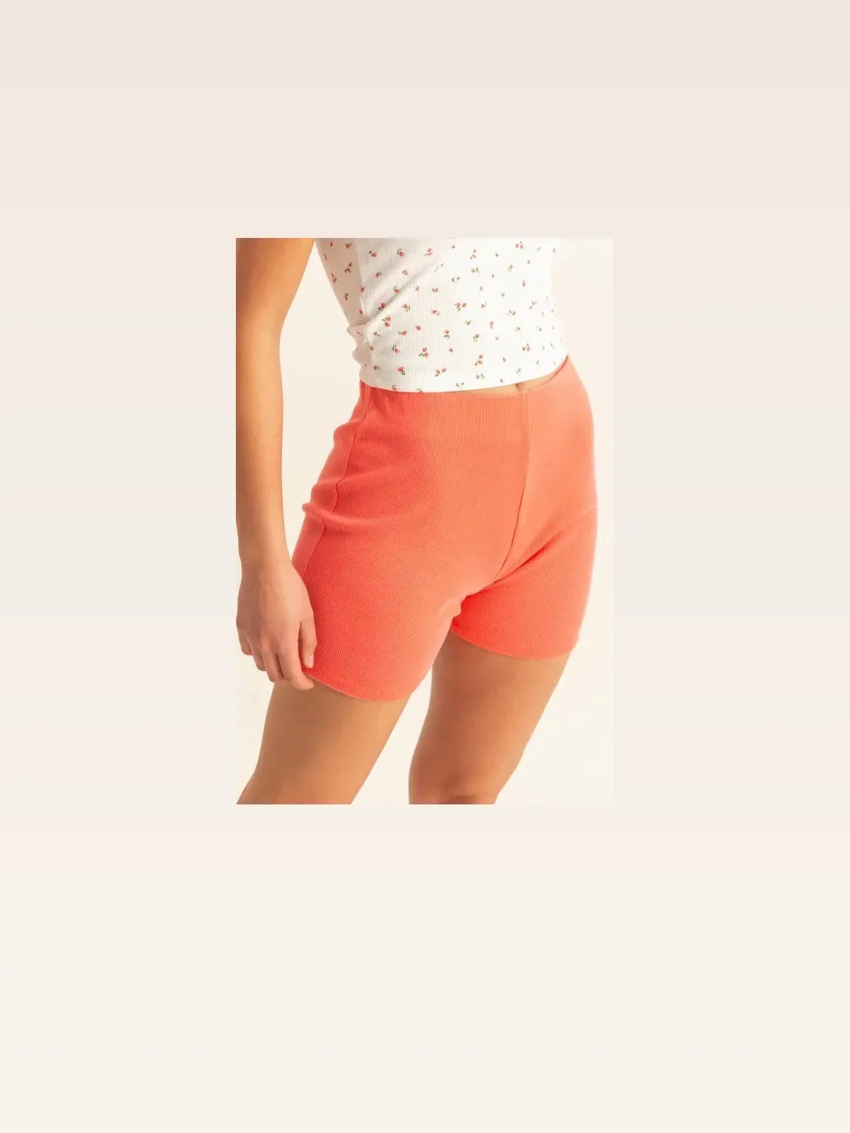 High Waist Ribbed Fitted Biker Shorts