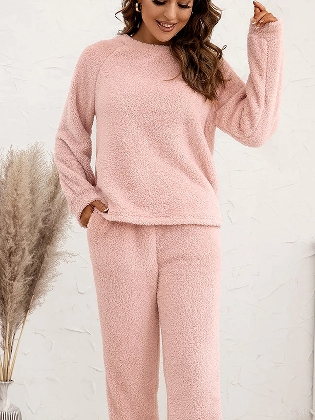 Teddy Long Sleeve Top and Pants Lounge Set