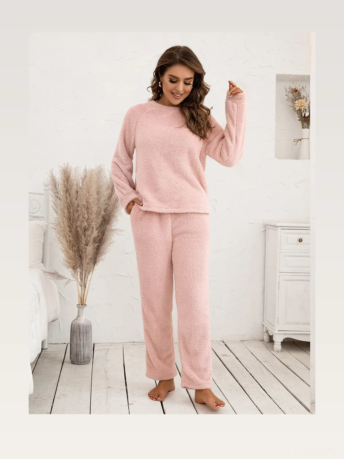 Teddy Long Sleeve Top and Pants Lounge Set