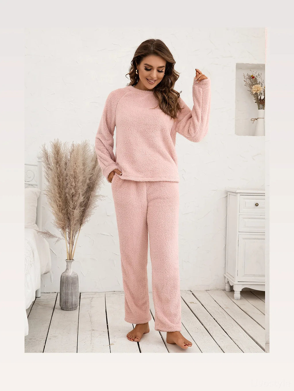 Teddy Long Sleeve Top and Pants Lounge Set