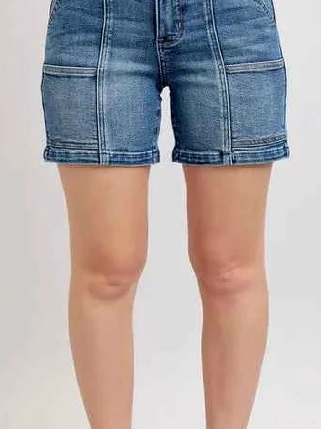 High Rise Denim Shorts with Functional Pockets – Plus Size