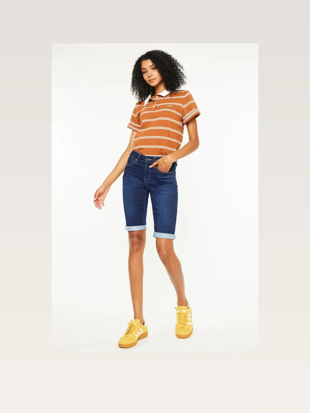 Mid Rise Bermuda Denim Shorts