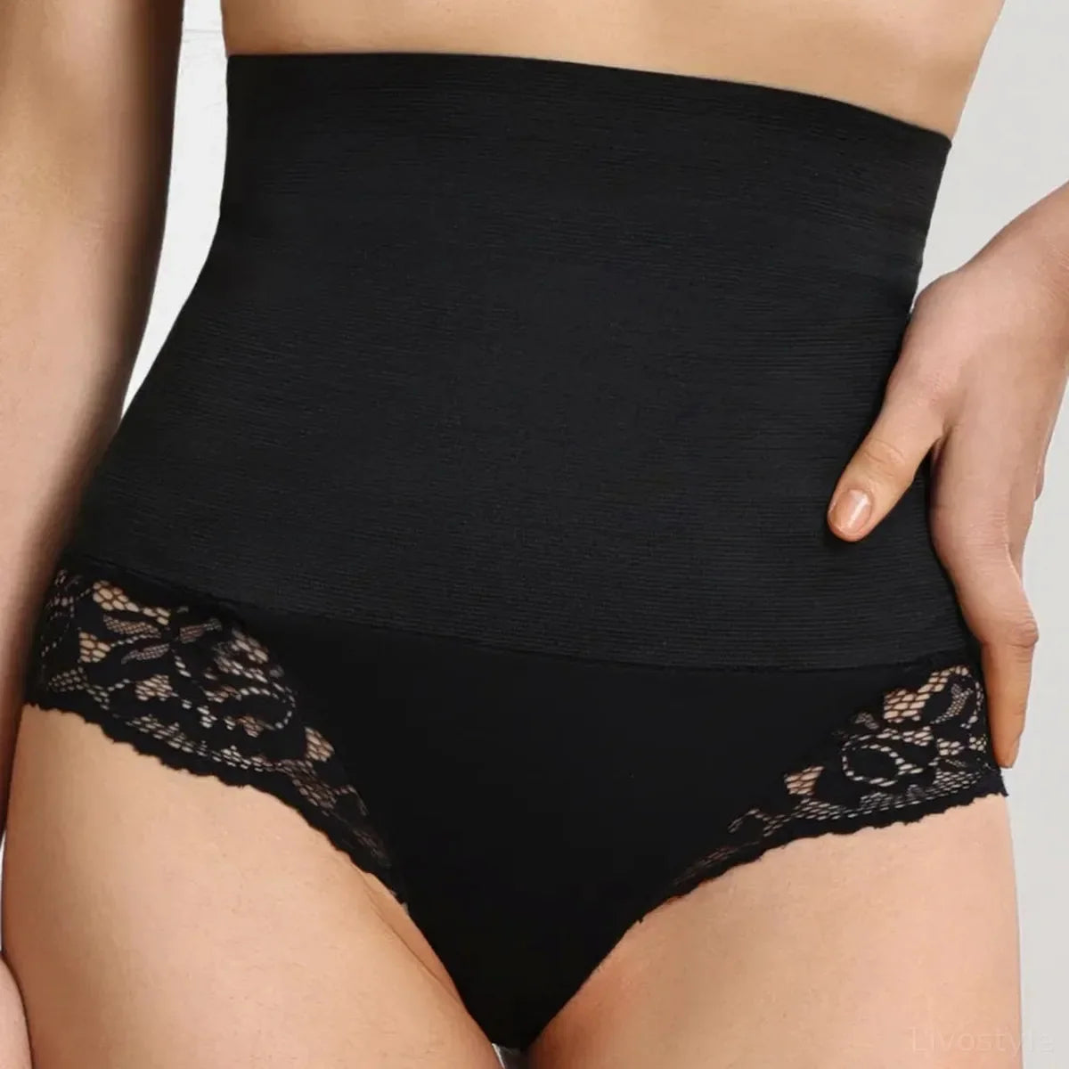 Lace Trim High Waist Seamless Shaping Panty