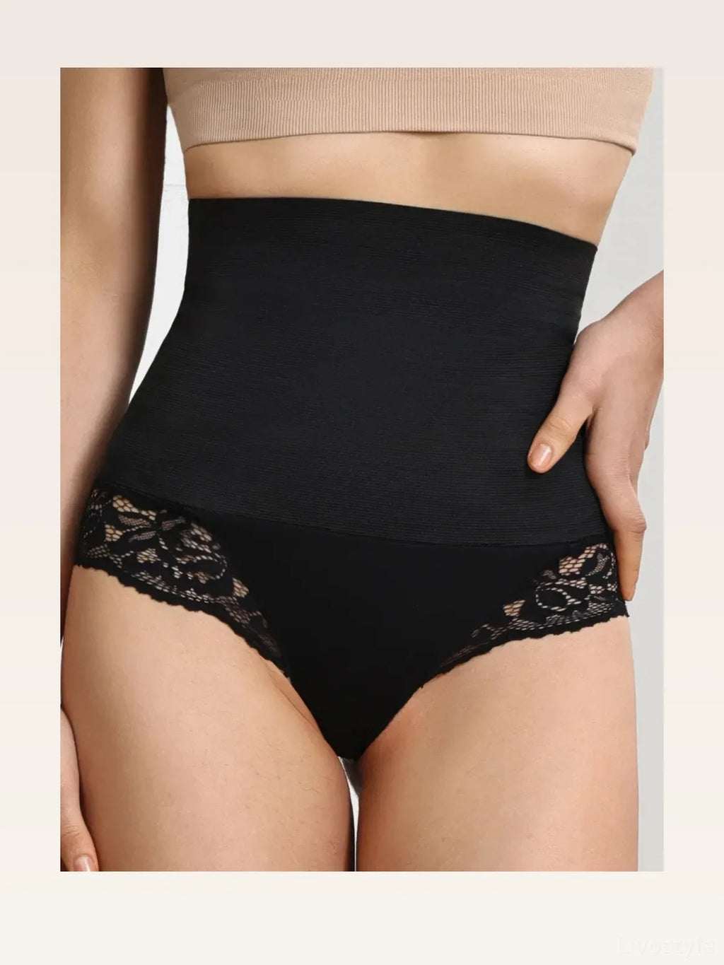 Lace Trim High Waist Seamless Shaping Panty