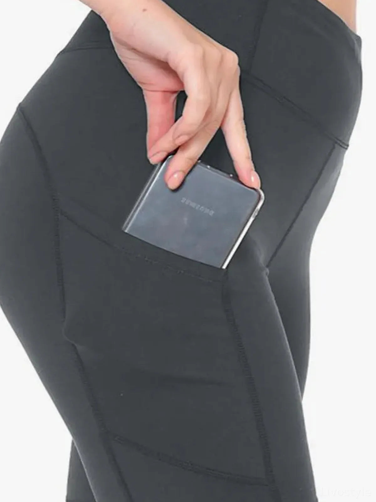 Charcoal High Waist Active Shorts with Pocket