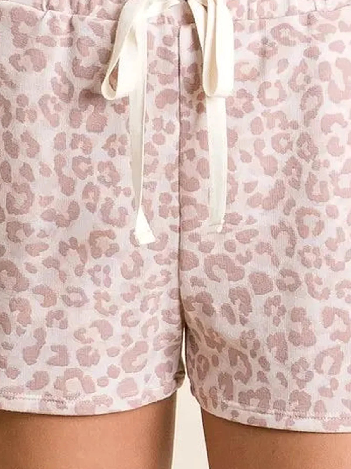 Leopard Print Terry Drawstring Shorts