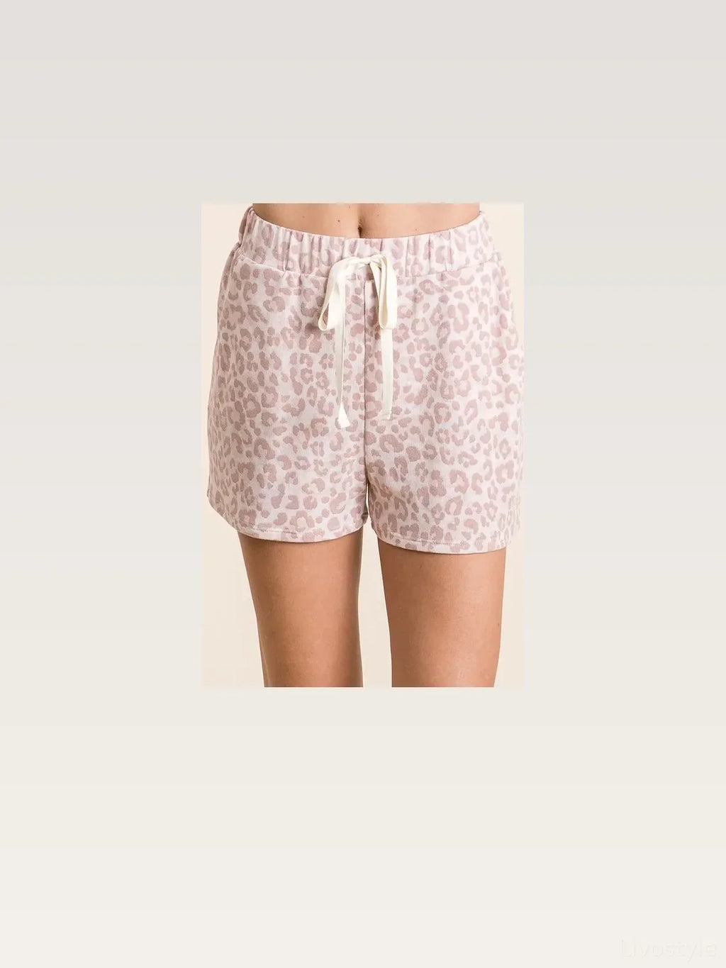 Leopard Print Terry Drawstring Shorts