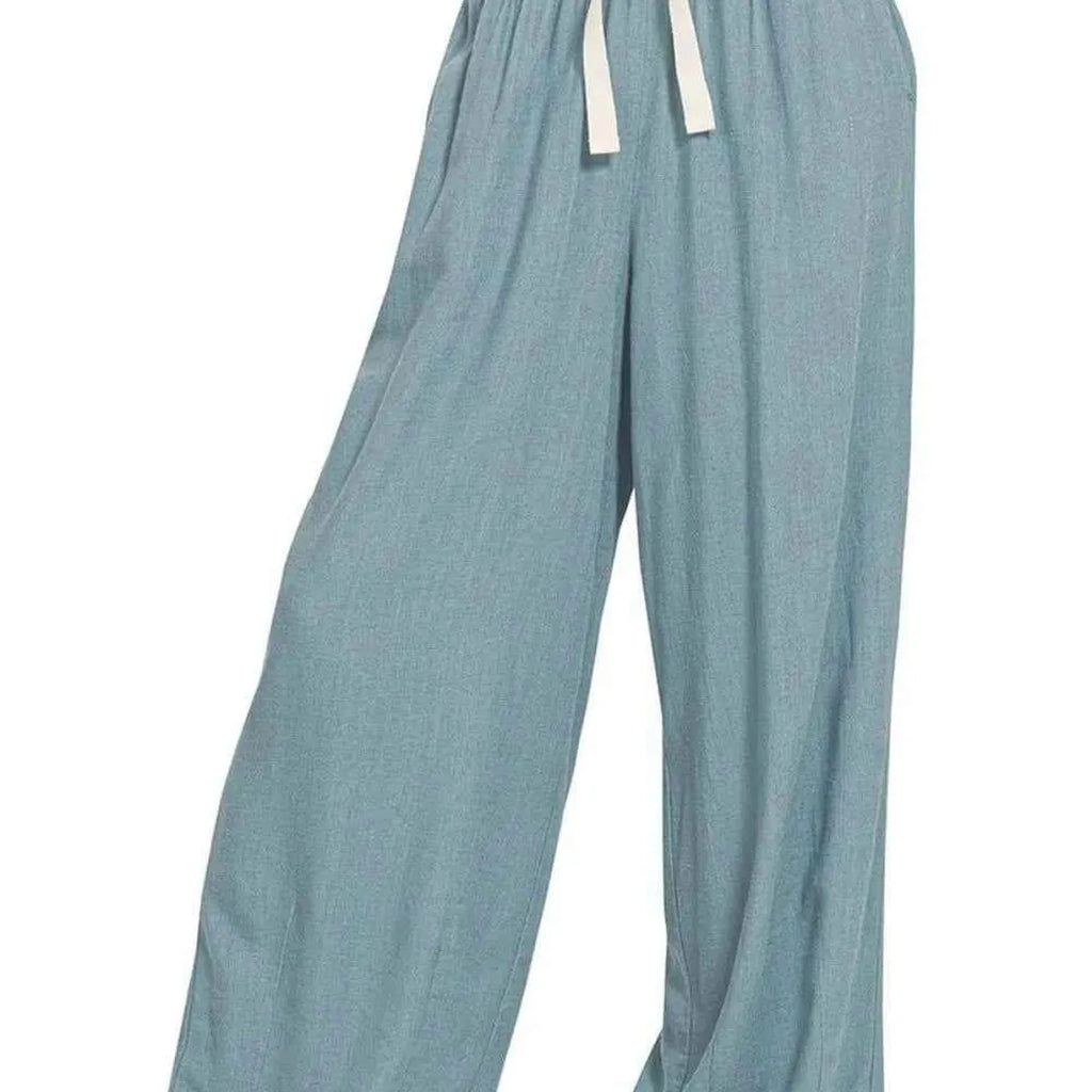 Linen Blend Drawstring Pants