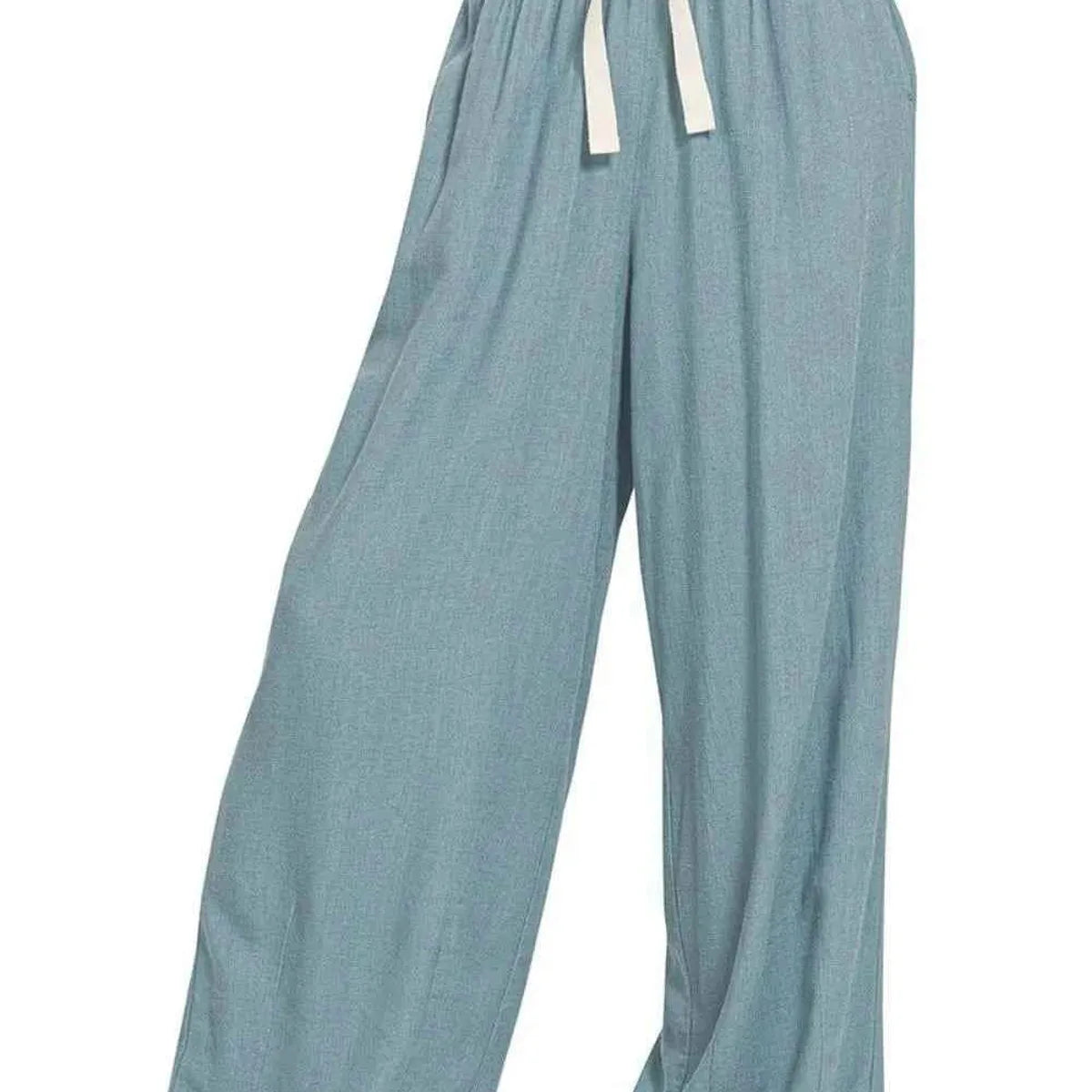 Linen Blend Drawstring Pants