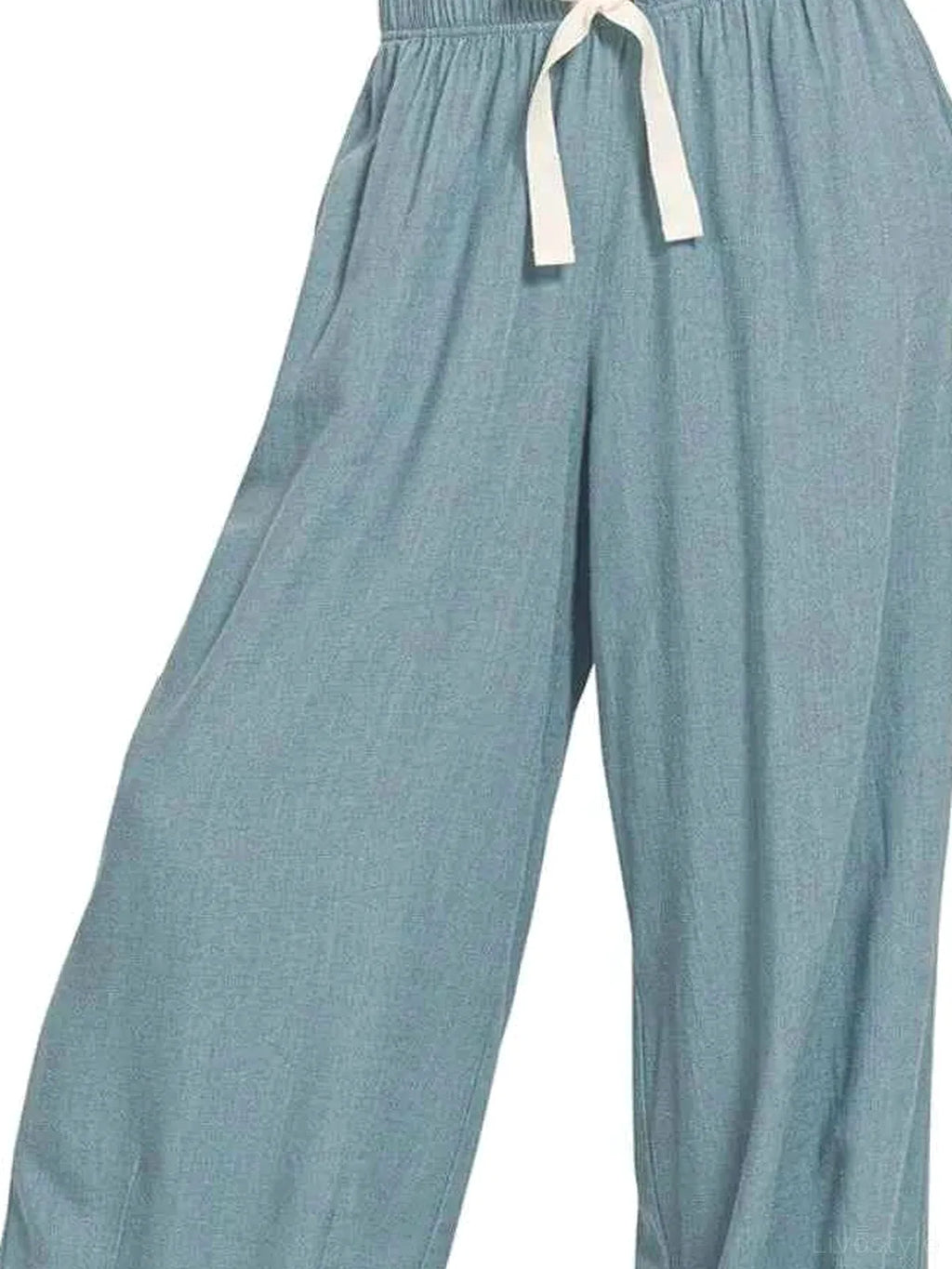 Linen Blend Drawstring Pants