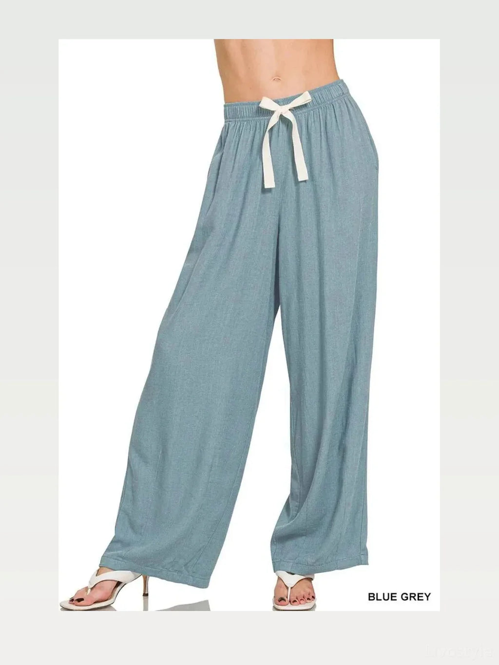 Linen Blend Drawstring Pants