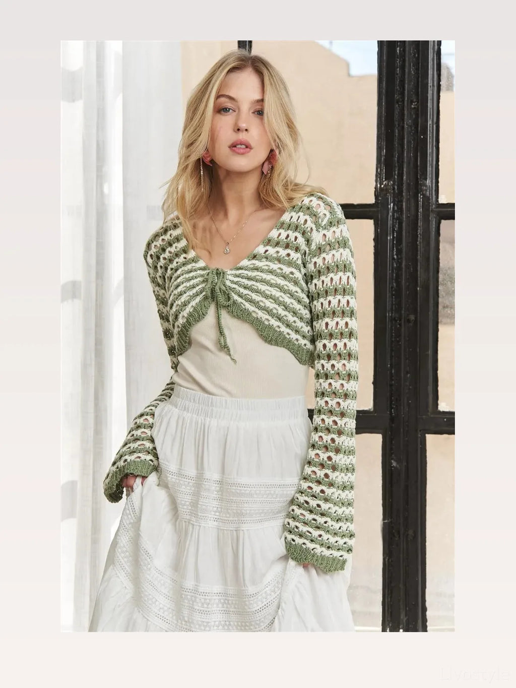 Long Sleeve Openwork Sweater Top