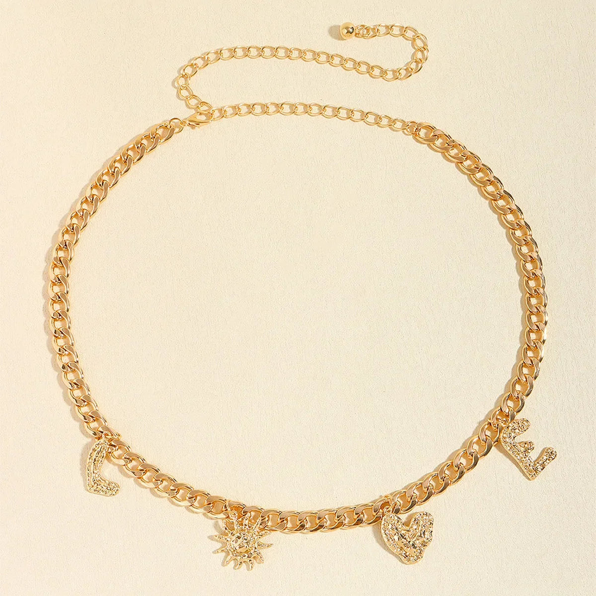 Gold LOVE Charm Chain Belt