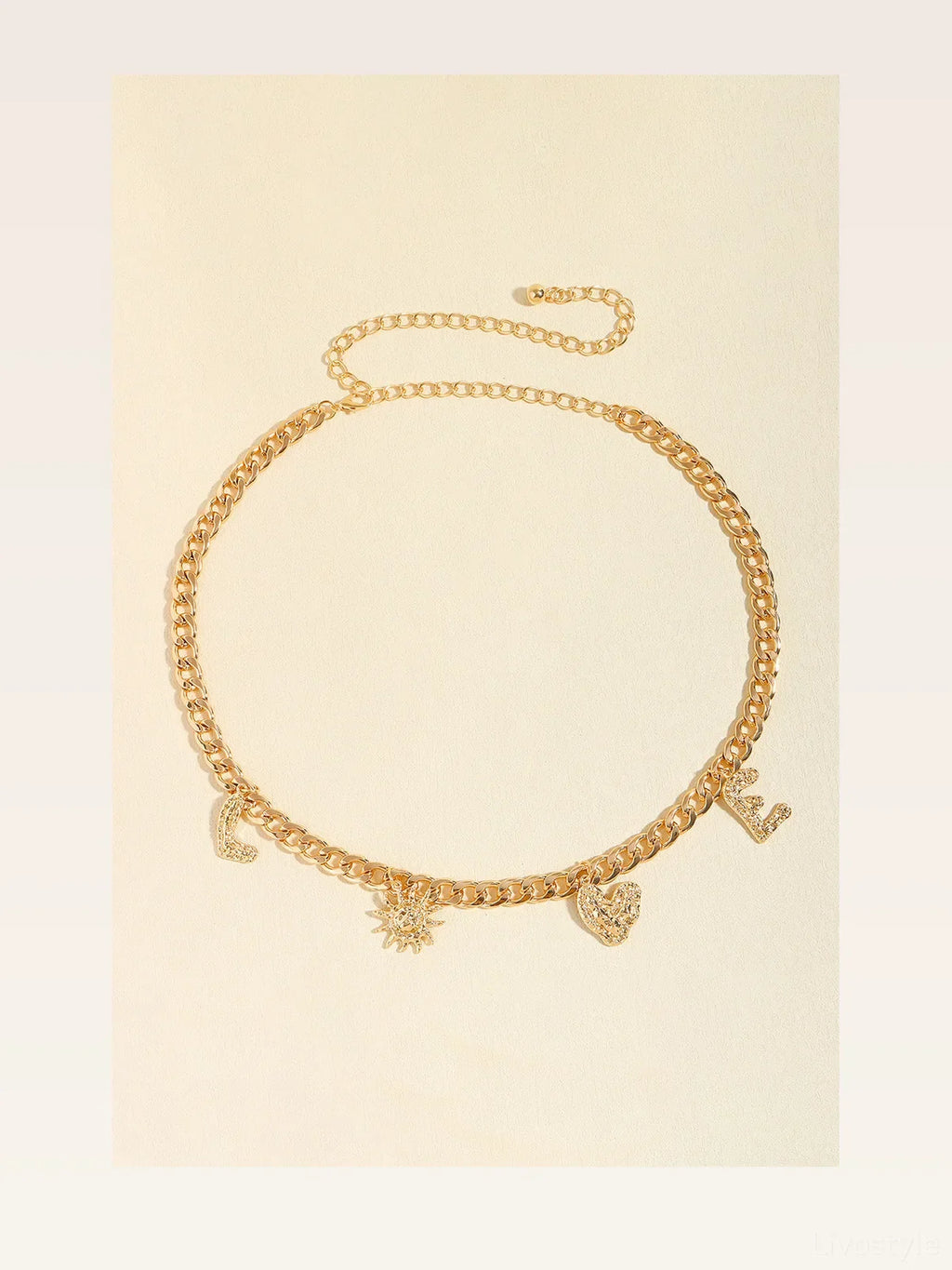 Gold LOVE Charm Chain Belt