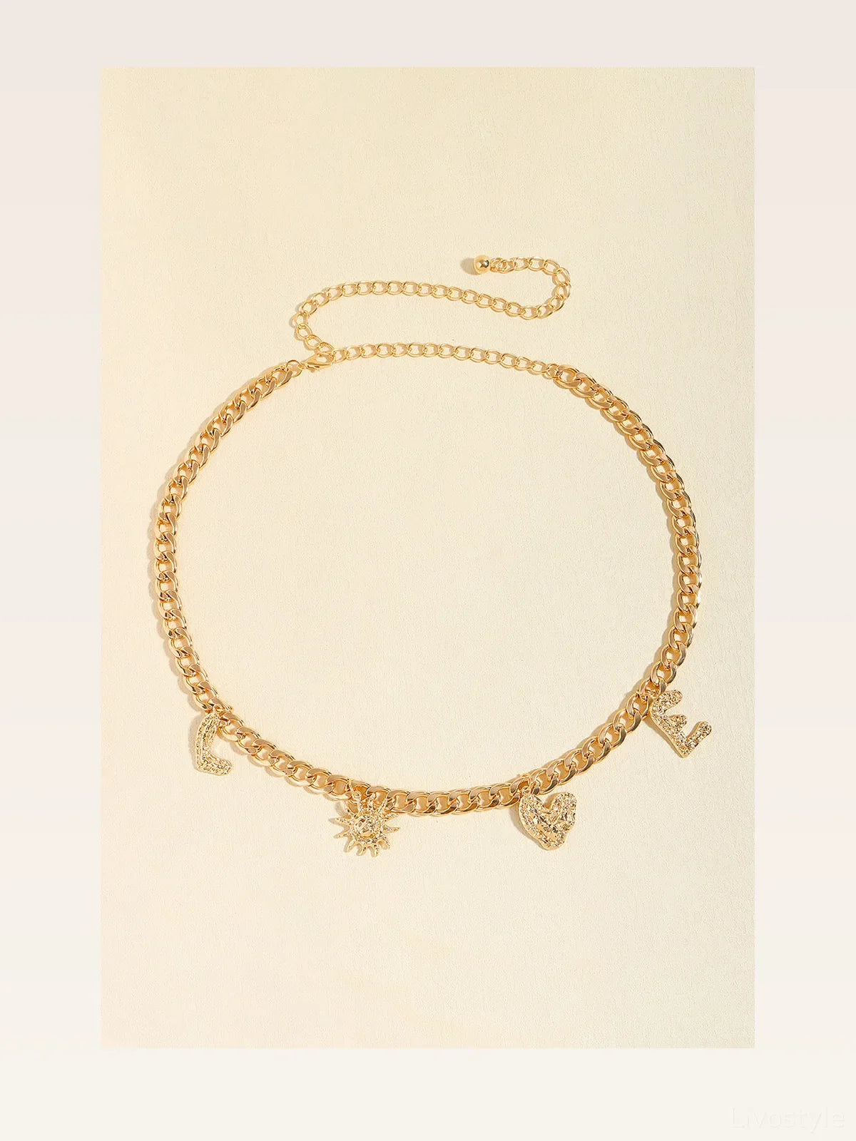Gold LOVE Charm Chain Belt
