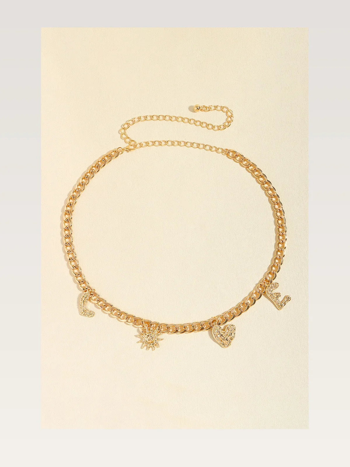 Gold LOVE Charm Chain Belt