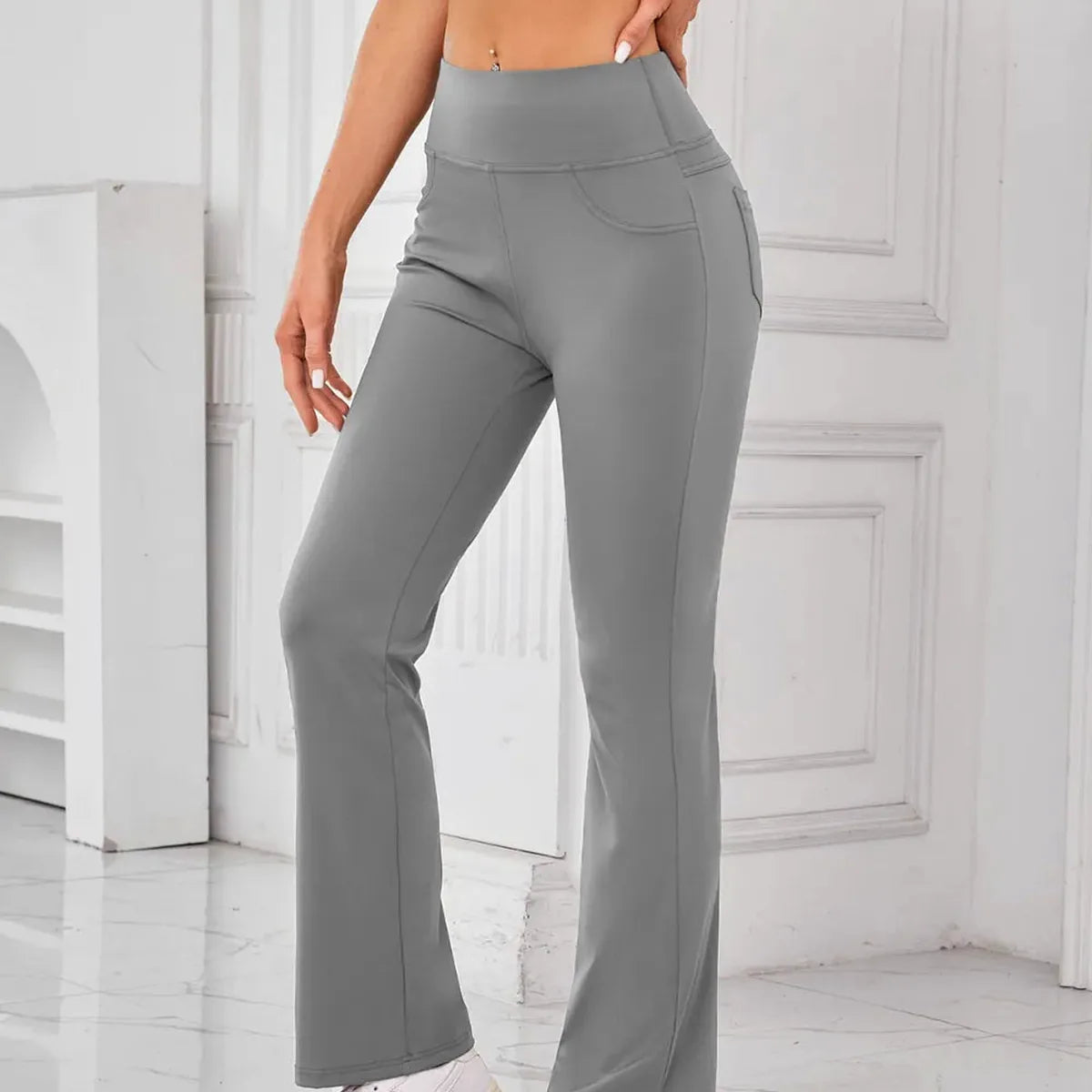 High Waist Bootcut Active Pants with Pockets