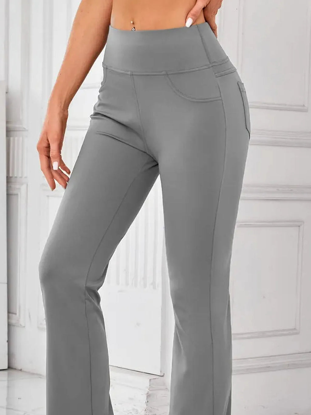High Waist Bootcut Active Pants with Pockets