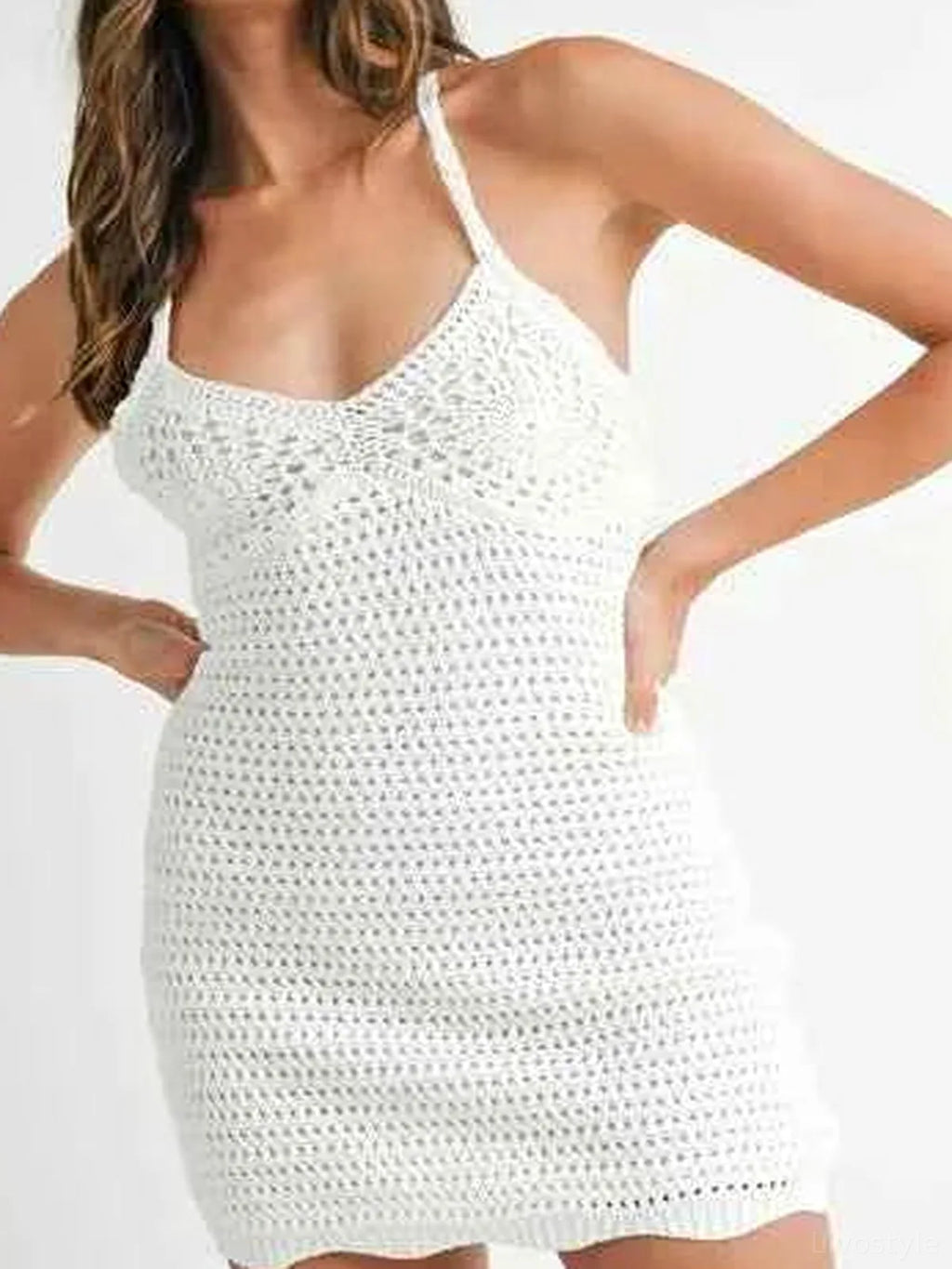 Crochet Crisscross Spaghetti Strap Mini Dress