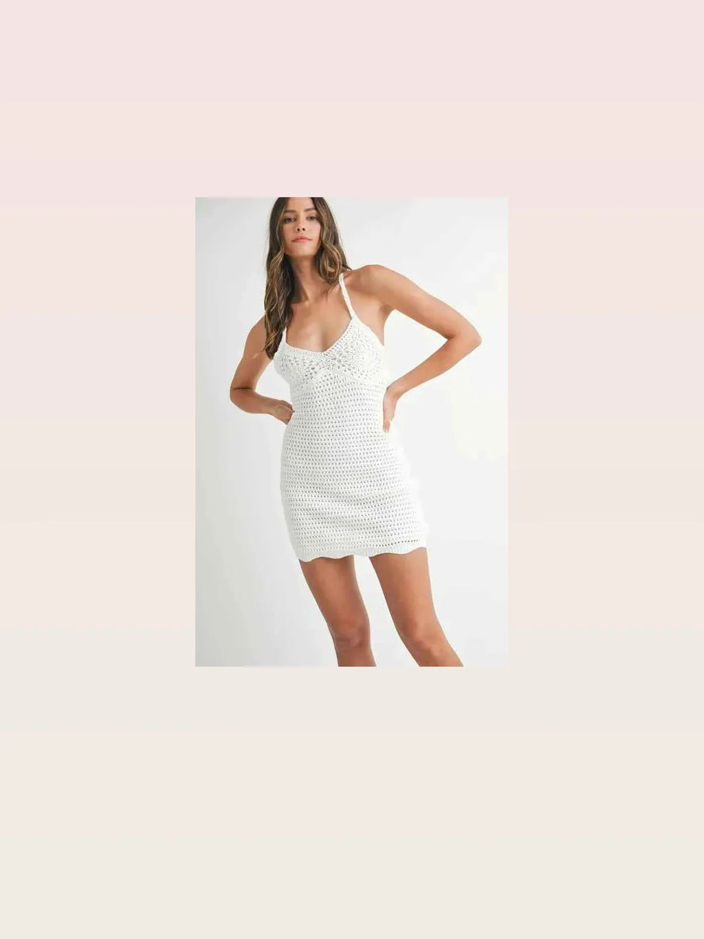 Crochet Crisscross Spaghetti Strap Mini Dress