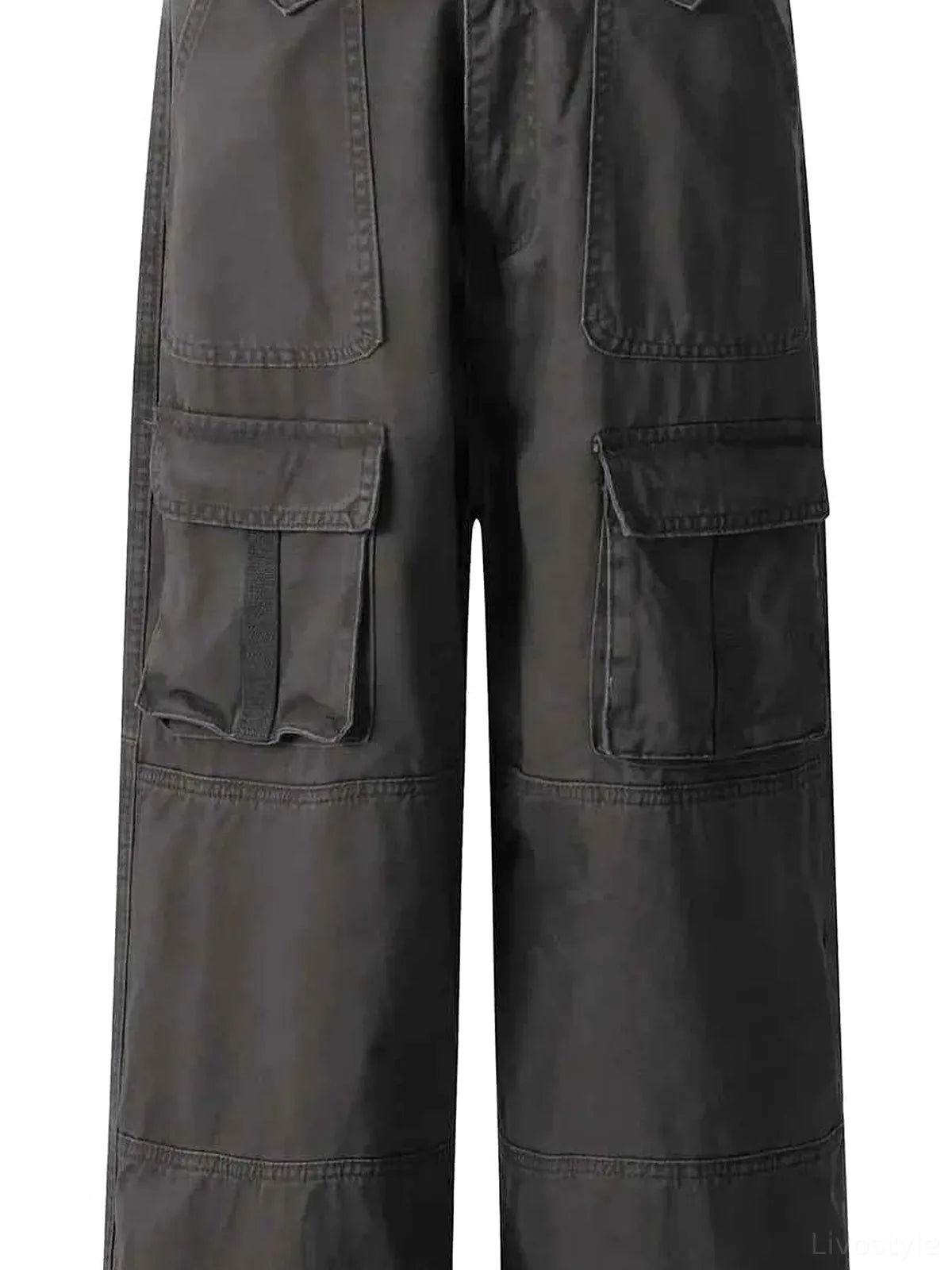 Men's Wide Leg Cargo Pants with Multiple Pockets
