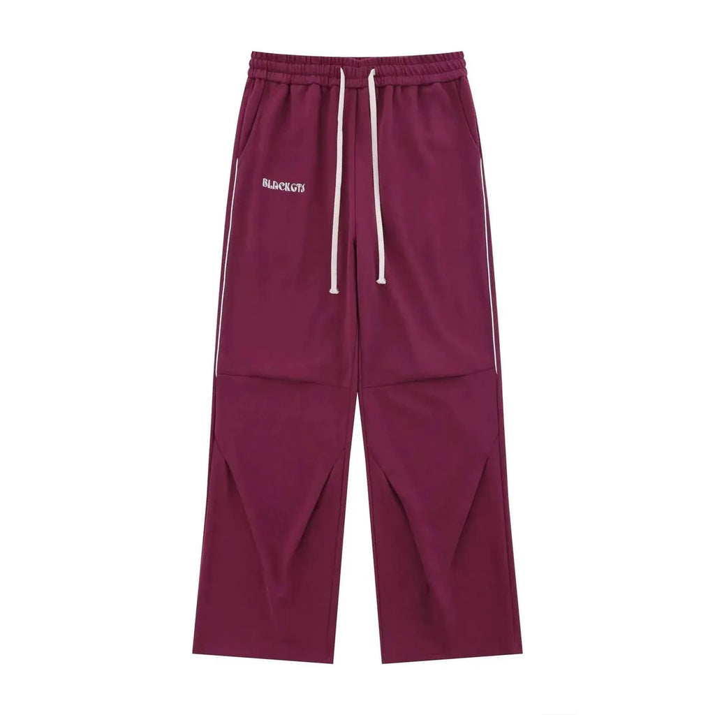 Men's Drawstring Pants with Pockets and Side Stripe