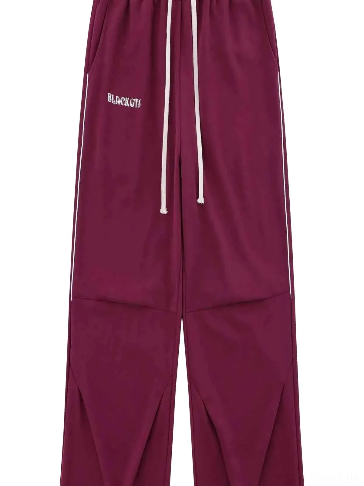 Men's Drawstring Pants with Pockets and Side Stripe