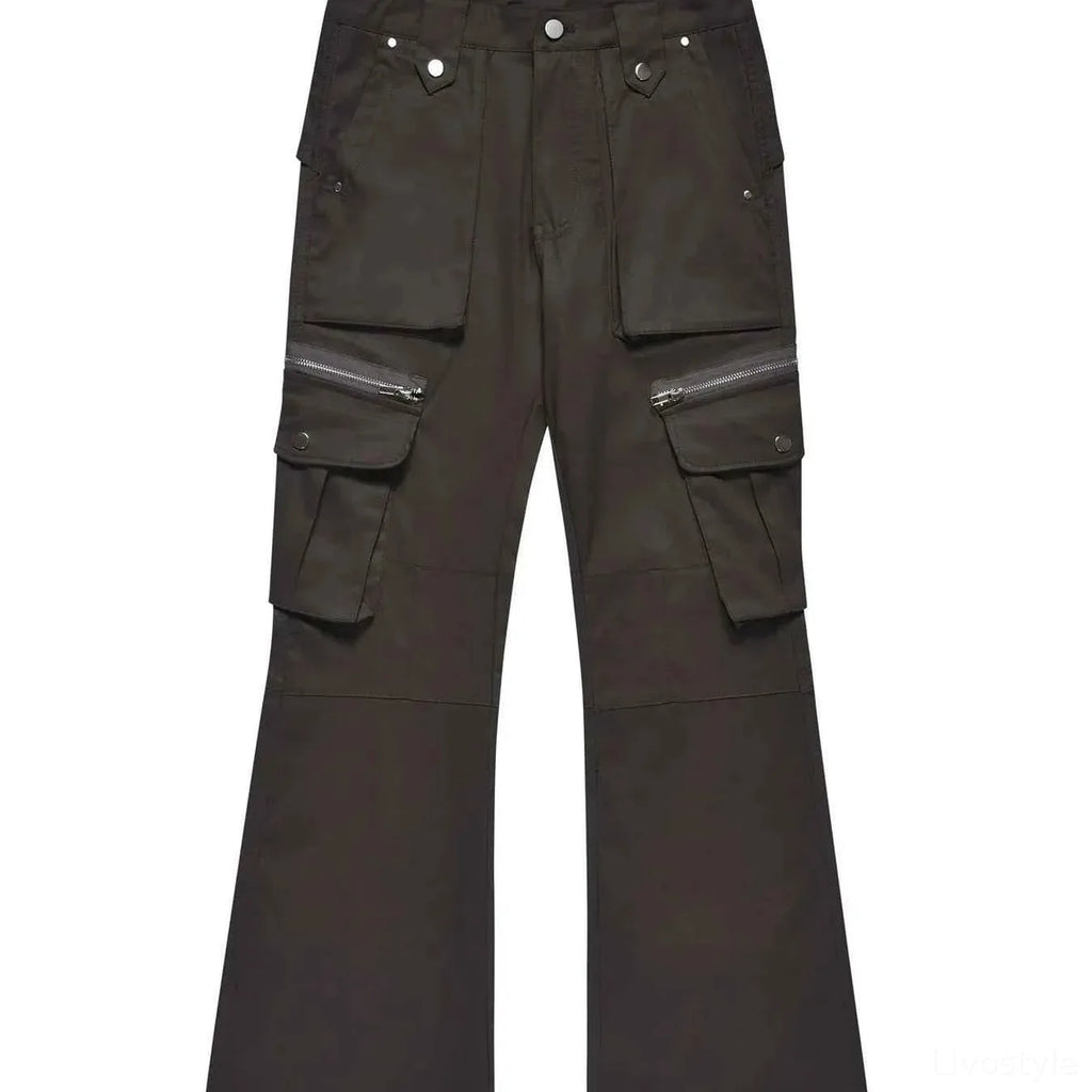 Men's Multi-Pocket Flared Cargo Pants